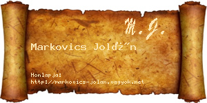 Markovics Jolán névjegykártya