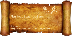 Markovics Jolán névjegykártya