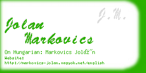 jolan markovics business card